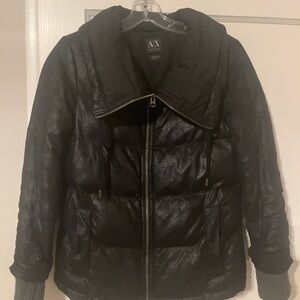 Armani Exchange Shiny Black Quilted Jacket
